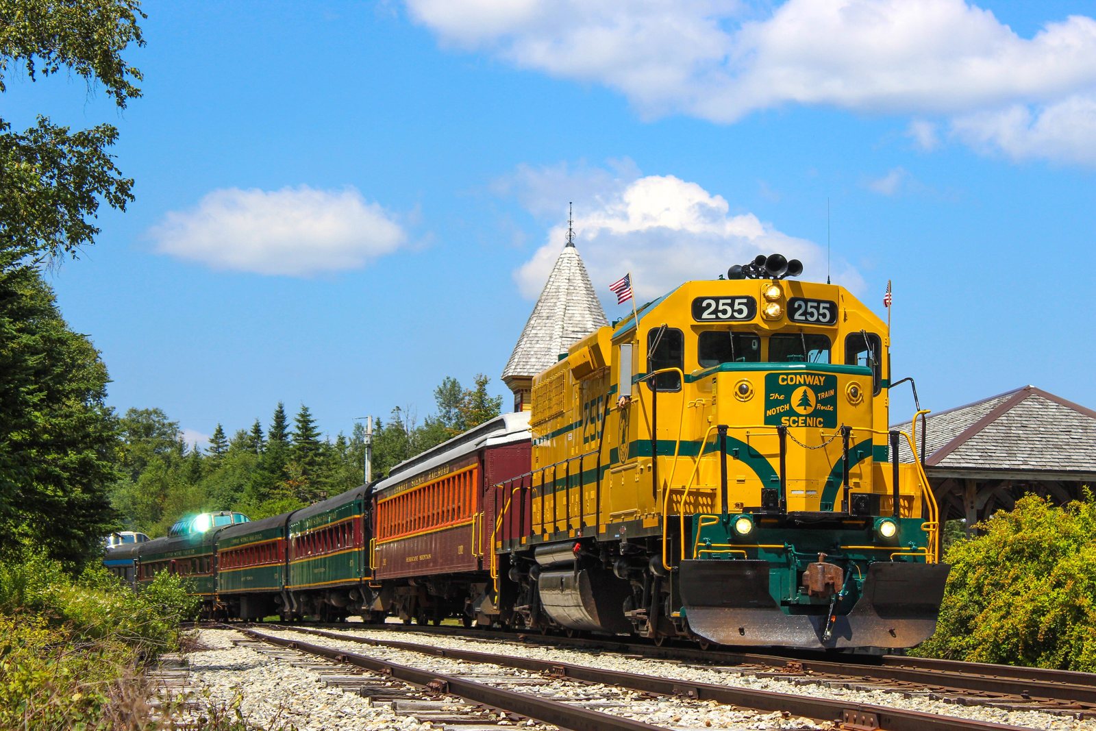 A Conway Scenic Railroad train in New Hampshire
