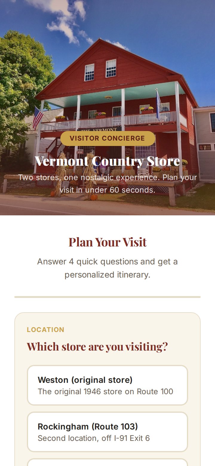 The Vermont Country Store sample demo screen
